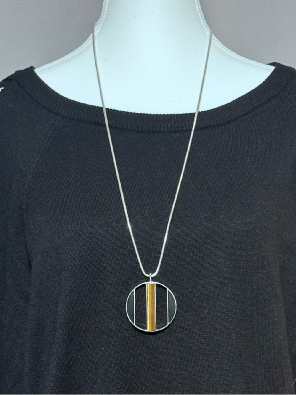 Jenny Bird Two-Tone Circular Pendant Statement Necklace